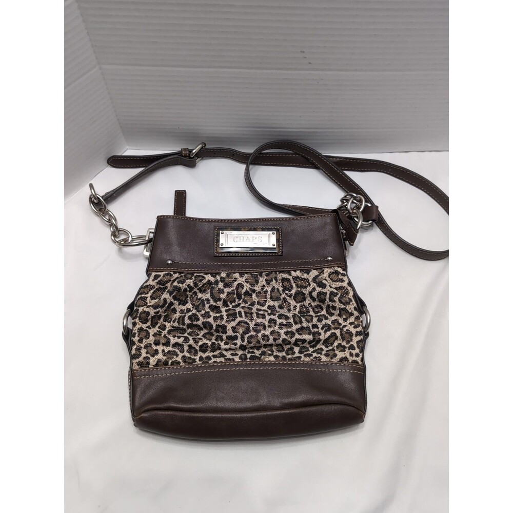CHAPS RALPH LAUREN SHOULDER CROSSBODY BROWN LEOPARD Excellent